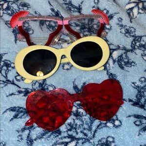 Trendy Sunglasses Set - Red, Yellow, Pink